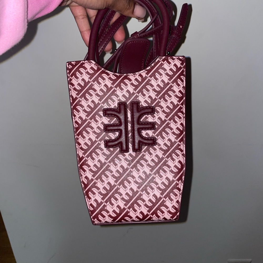 SOLD: Elegant Burgundy Patterned Tote Bag